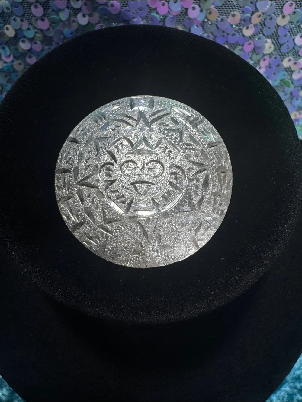VTG Handmade Mexican Mid Century Mayan Calendar Sterling Silver Pendant Brooch